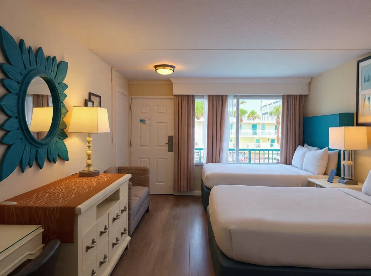 Two-bed layout facing the window